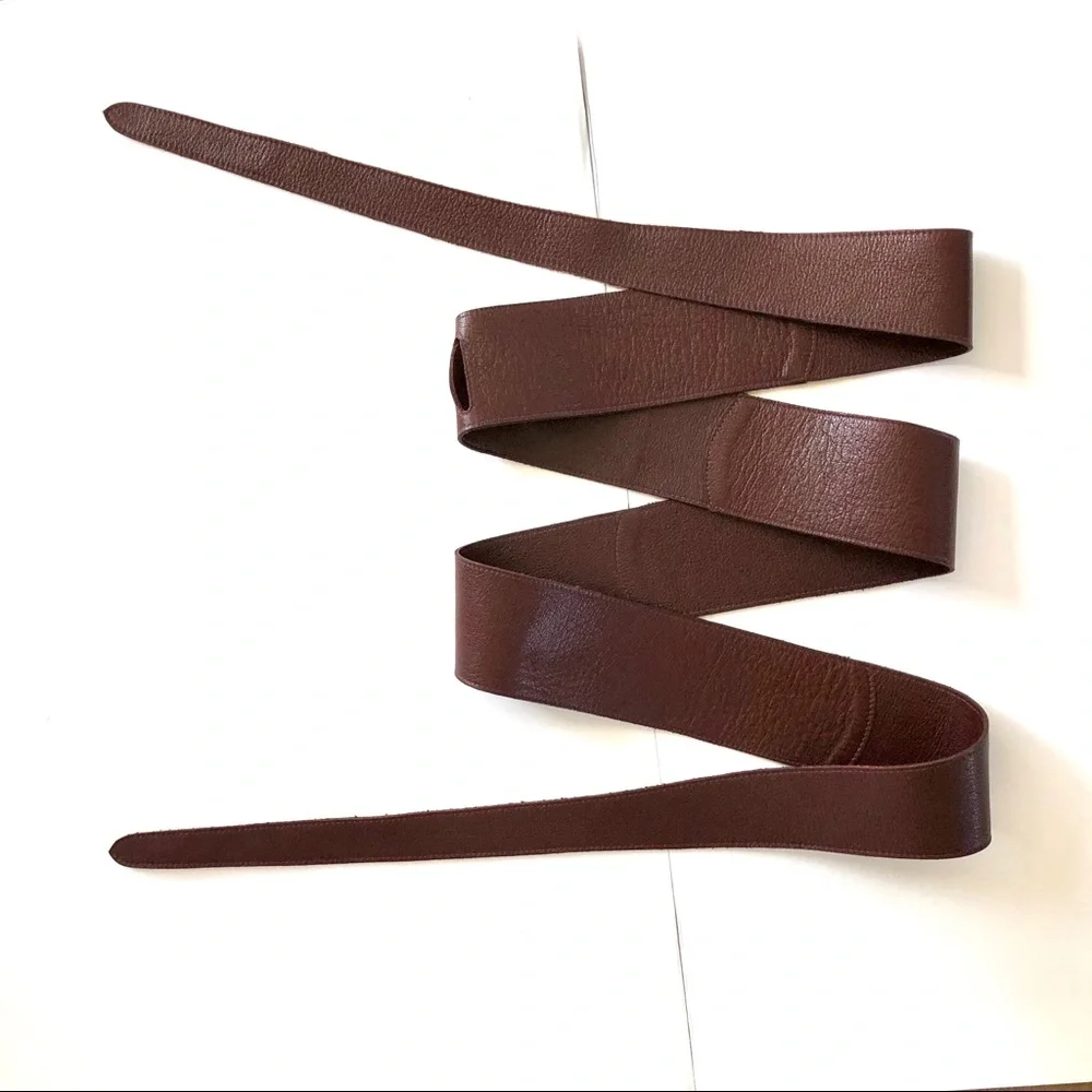 BROWN LEATHER LONG WRAPPING BELT